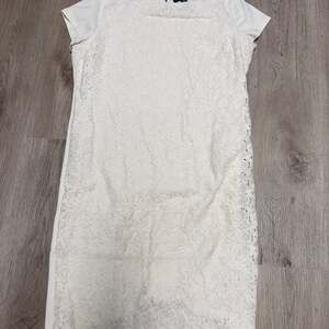 RALPH LAUREN Ivory Cotton Jersey Front Lace Overlay Dress XL